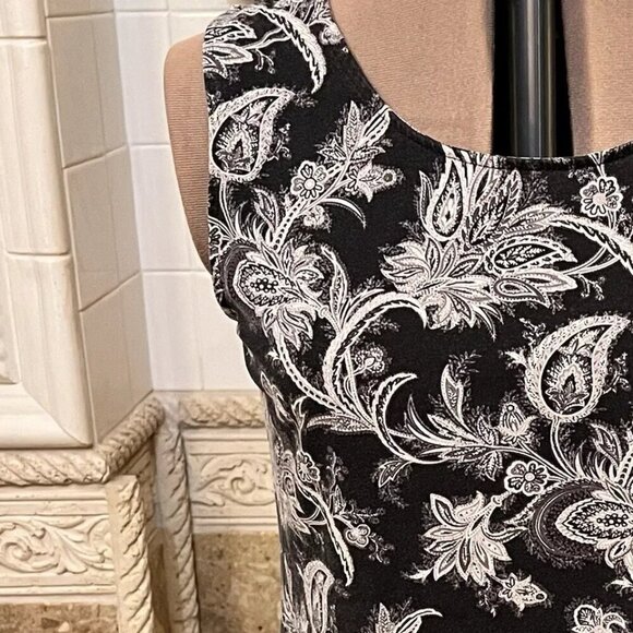 COLDWATER CREEK. Sz XL. Stretch Black white Shell with Lace Trim. Cotton. B51 - Picture 2 of 7